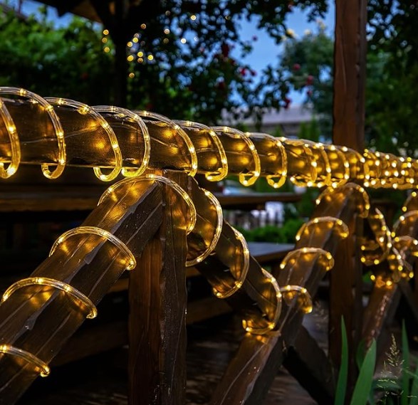 7 Coastal Garden Lighting Ideas to Brighten Nights Solar Rope Lights, 66ft 200LED Solar String Lights, 8 Modes Waterproof Solar Powered Outdoor Light, Flexible Clear Tube Light for Garden, Backyard, Patio, Deck, Porch, Pool, Tree Decor - Warm White