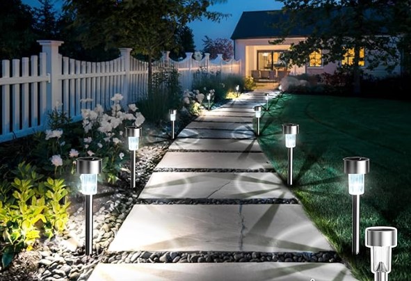 7 Coastal Garden Lighting Ideas to Brighten Nights GIGALUMI Solar Lights Outdoor Waterproof, 12 Pack, Stainless Steel LED Solar Garden Lights for Patio, Lawn, Yard and Landscape, Cold White