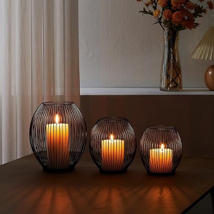 7 Coastal Garden Lighting Ideas to Brighten Nights OLEEK Outdoor Candle Holder Decor Set - Black Candle Holder - Candles Holders for Table Centerpiece - Hurricane Candles Holder for Pillar Candles Cage Candle Holders Black Wire Decorative
