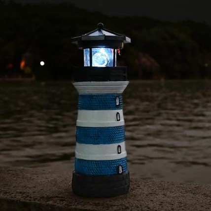 7 Nautical Outdoor Lighting for a Brighter Porch Solar Lighthouse Rotating Beacon โ Led Light House for Yard Garden Nautical Decor Porch Deck Outdoor Decoration Lawn Ornaments Outside Statue