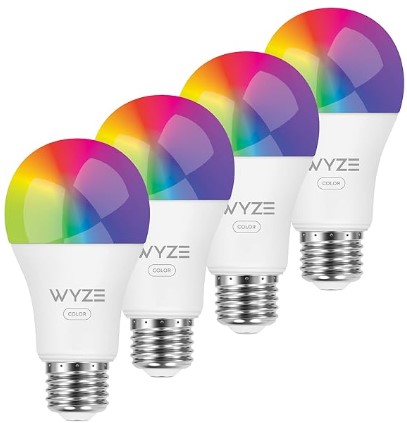Best Circadian Rhythm Lighting Kits for Regulating Sleep Cycles WYZE BULB COLOR RGB, 4-PACK, 16 MILLION COLORS AND TUNABLE WHITE WITH APP CONTROL