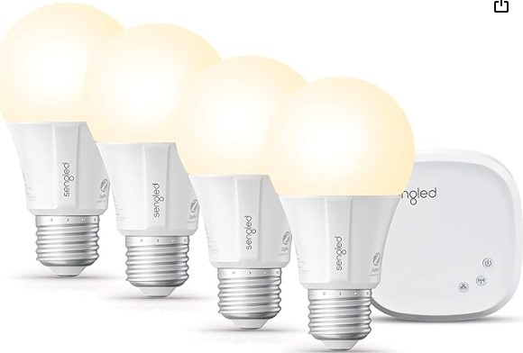 Best Circadian Rhythm Lighting Kits for Regulating Sleep Cycles Sengled Smart Light Bulb Starter Kit, Smart Bulbs that Work with Alexa, Google Home, 2700K Soft White Alexa Light Bulbs, A19 E26 Dimmable Bulbs 800LM, 9 (60W Equivalent), 4 Bulbs with Hub, New