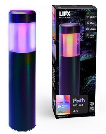 Best Outdoor Smart Path Lighting with Geofencing Activation LIFX Supercolor Smart LED Path Light, Outdoor Wi-Fi Landscape Lighting with 6 Addressable Color Zones, RGBW Dynamic Effects, Compatible with Alexa, Google, HomeKit, SmartThings, LFX/LV/Path/RND