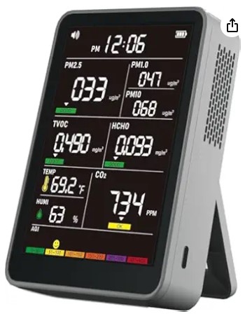 Best Smart Air Quality Monitors with VOC and Radon Detection Professional Indoor Air Quality Monitor with AQI Alerts, Portable Real-Time Detector for Home, Car, Plants & Pet (Stone Gray)
