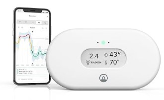 Best Smart Air Quality Monitors with VOC and Radon Detection Airthings 2989 View Radon - Radon Monitor with Humidity & Temperature Detector - Battery Powered Mobile APP, WiFi, Alerts & Notifications