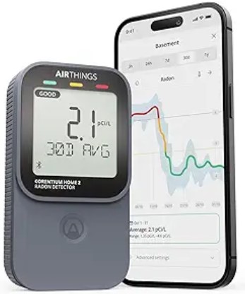 Best Smart Air Quality Monitors with VOC and Radon Detection Airthings 325 Corentium Home 2 Smart Digital Radon Detector - Portable and Easy-to-use Radon Testing with Bluetooth connectivity and Humidity & Temperature Sensors