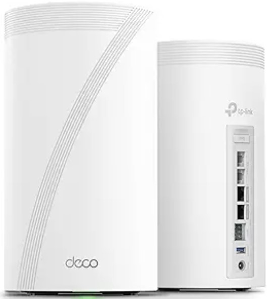 Best Wi-Fi 7 Mesh for Thick Concrete or Stone Wall Houses TP-Link Deco 7 Elite BE85 Tri-Band WiFi 7 BE22000 Whole Home Mesh System - 12-Stream 22 Gbps, 2X 10G + 2X 2.5G Ports, Wired Backhaul, 8X High-Gain Antennas, VPN, AI-Roaming, HomeShield (2-Pack)