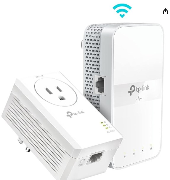 Best Powerline Adapters for Smart Devices in Remote Garages or Barns TP-Link Powerline WiFi Extender TL-WPA7617 KIT - Includes AV1000 Powerline Ethernet Network Adapter and AC1200 Dual Band Extender, Gigabit Port, Passthrough, OneMesh, Ethernet Over Power, Plug & Play
