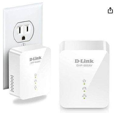 Best Powerline Adapters for Smart Devices in Remote Garages or Barns D-Link DHP-601AV, Powerline Adapter Starter Kit Ethernet Over Power Gigabit AV2 Up to 1000Mbps MIMO Internet Network Wall Plug In