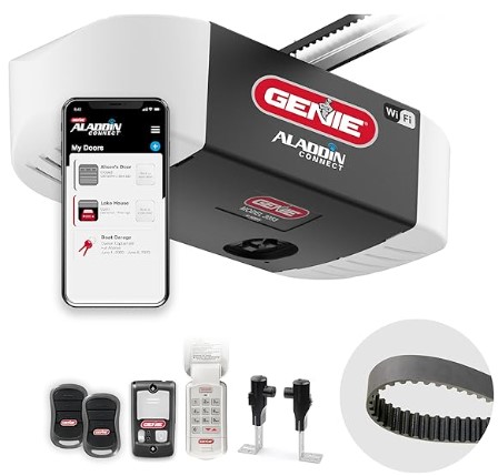 Best Smart Garage Openers with HD Wide-Angle Cams Genie QuietLift Connect โ WiFi Smart Garage Door Opener with Added Wireless Keypad, ยพ HPC Smart Belt Drive โ Compatible with Alexa and Google Assistant, Model 3053-TKV