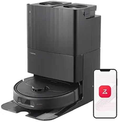Best Auto-Emptying VacMops with Obstacle Avoidance AI roborock Qrevo S Robot Vacuum and Mop, Self-Drying, Auto Mop Washing, 7000Pa Suction, Self-Emptying & Refilling, 10mm Auto Lifting, 200RPM Spinning Mops, Smart Obstacle Avoidance, Black